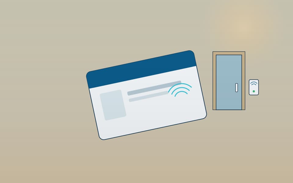 Smart access card presented to a reader, in daylight
